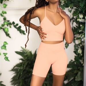 Plié sports bralette in apricot - popflex active - size M